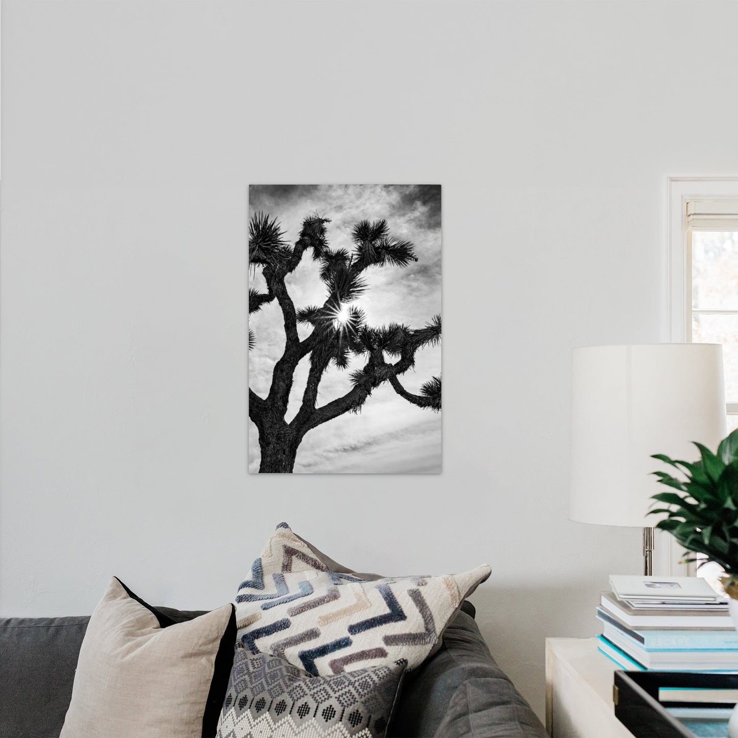 Joshua Tree Starburst Black and White Vertical