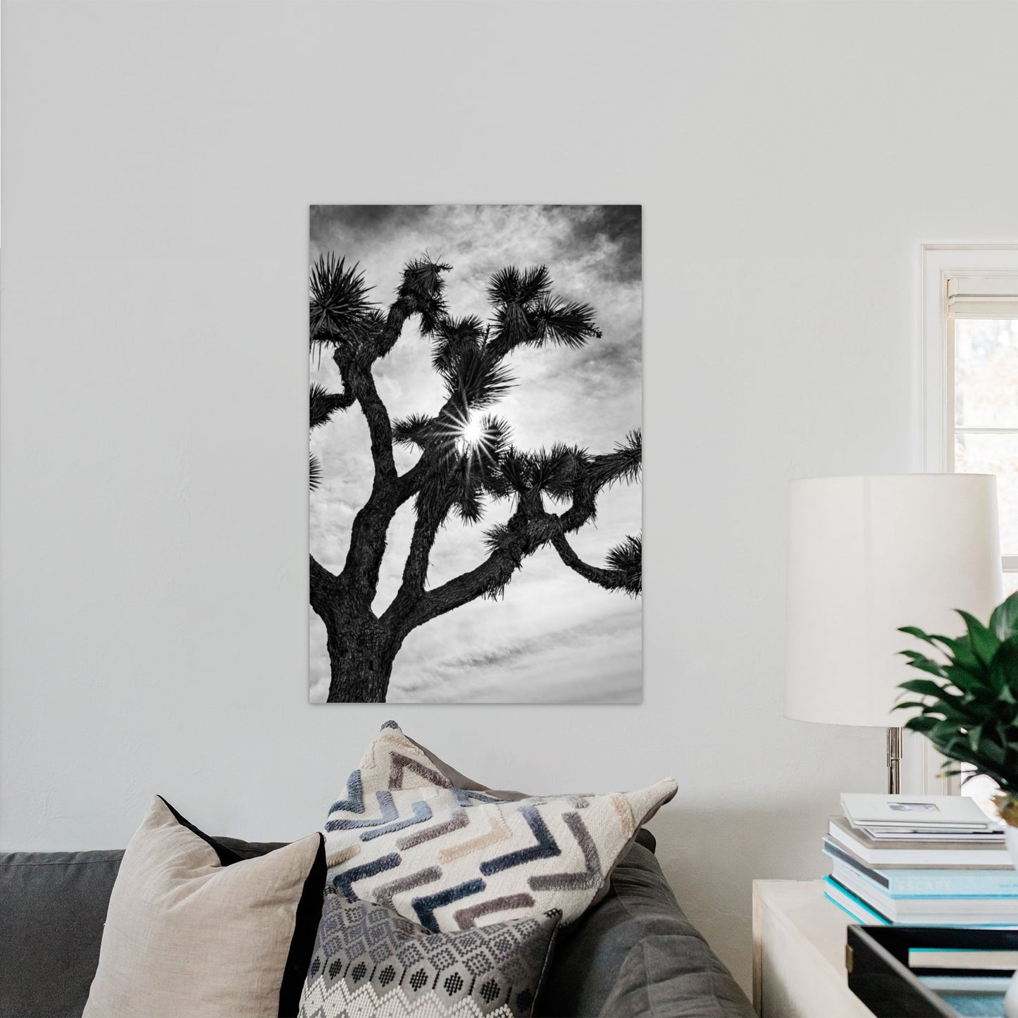 Joshua Tree Starburst Black and White Vertical