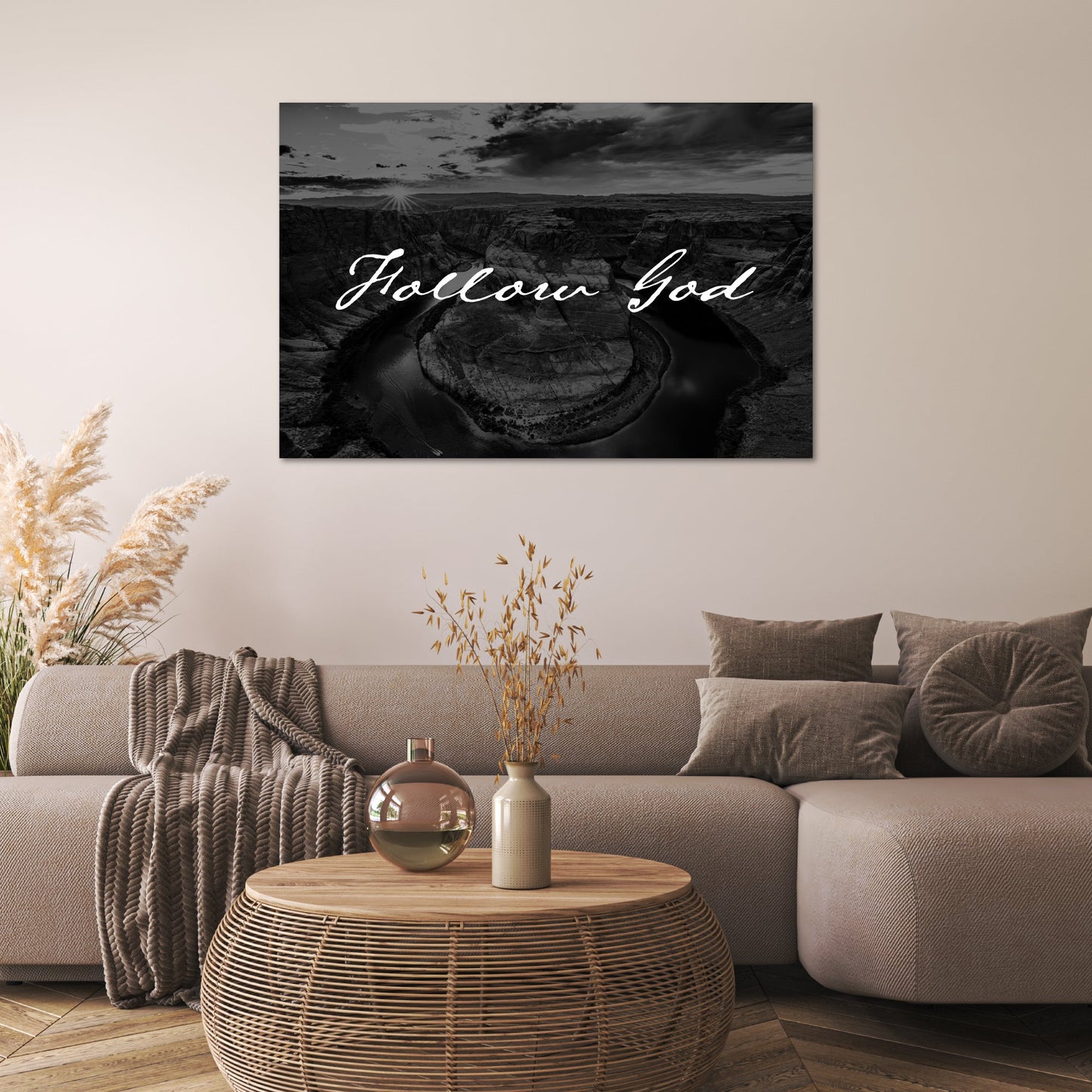 Follow God Horseshoe Bend Black and White - Frey Wall Art