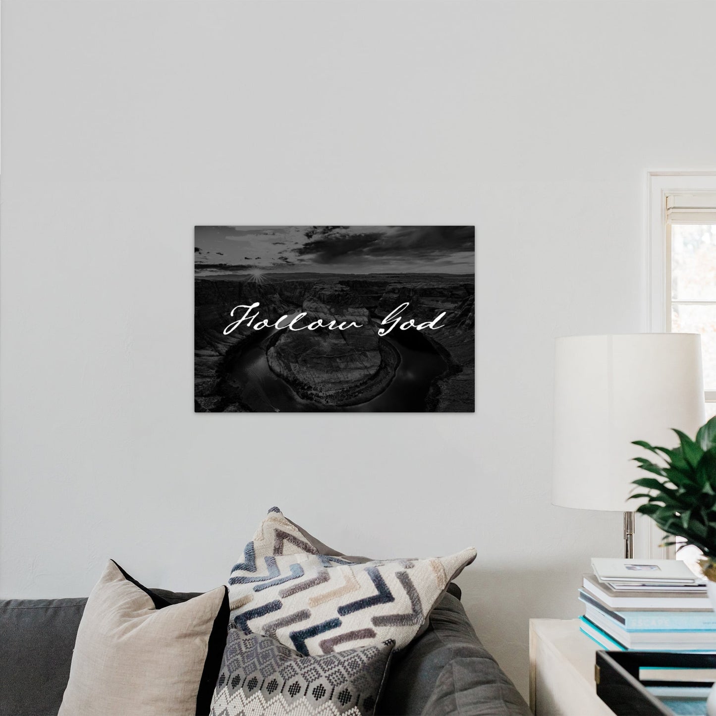 Follow God Horseshoe Bend Black and White - Frey Wall Art