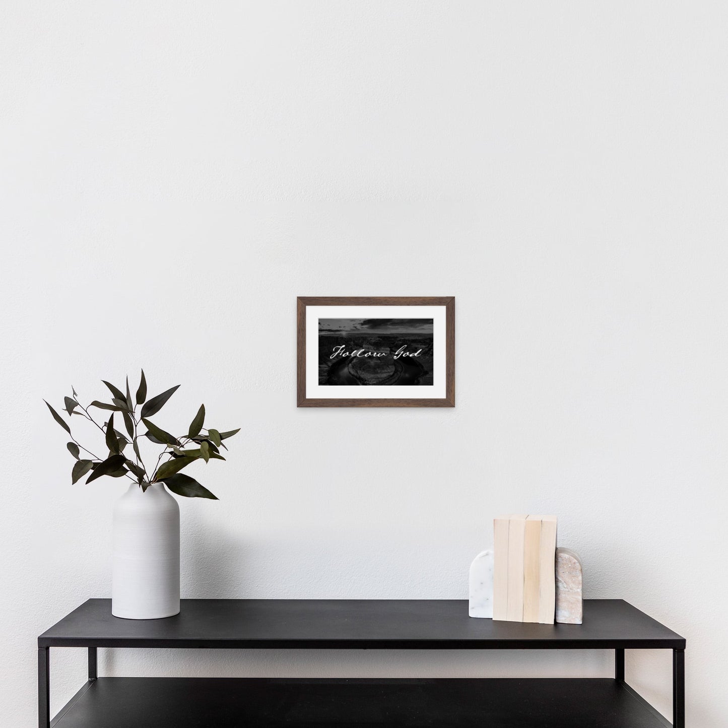 Follow God Horseshoe Bend Black and White - Frey Wall Art
