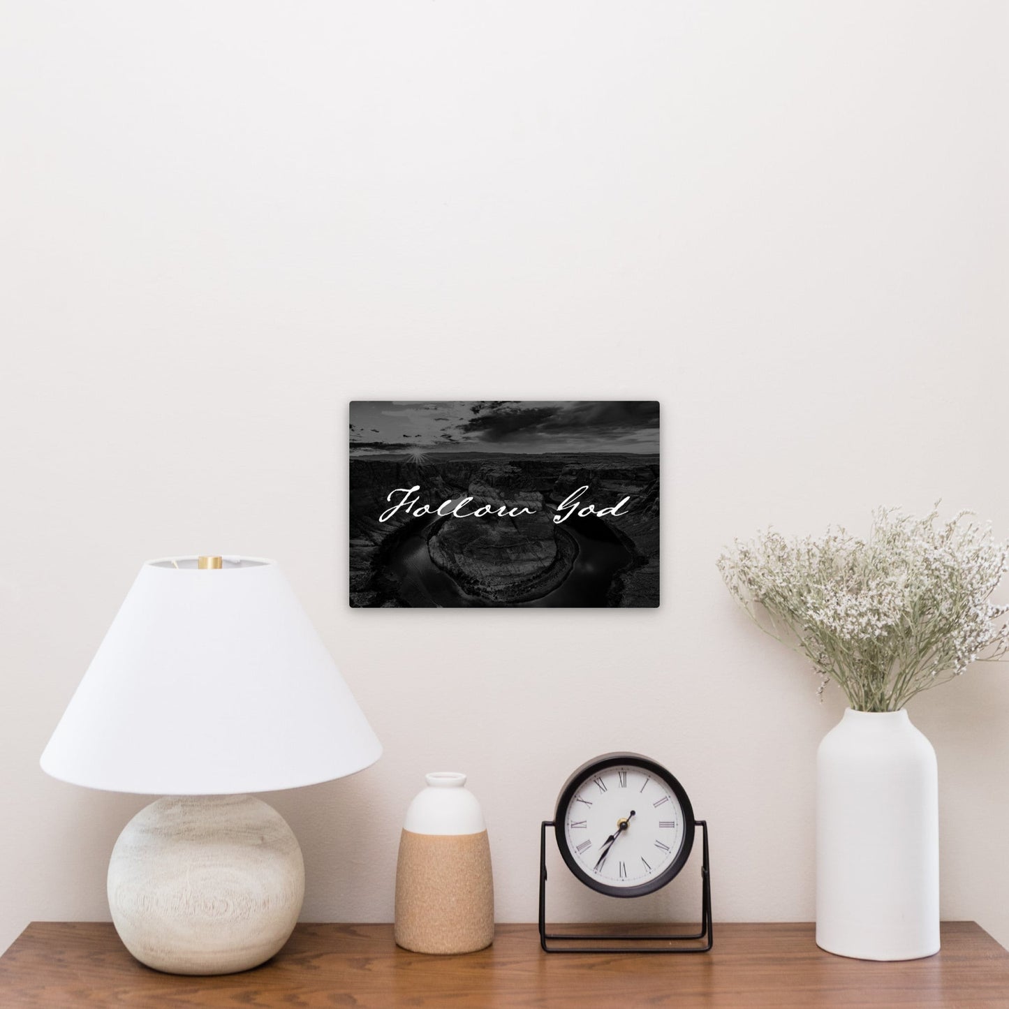 Follow God Horseshoe Bend Black and White - Frey Wall Art