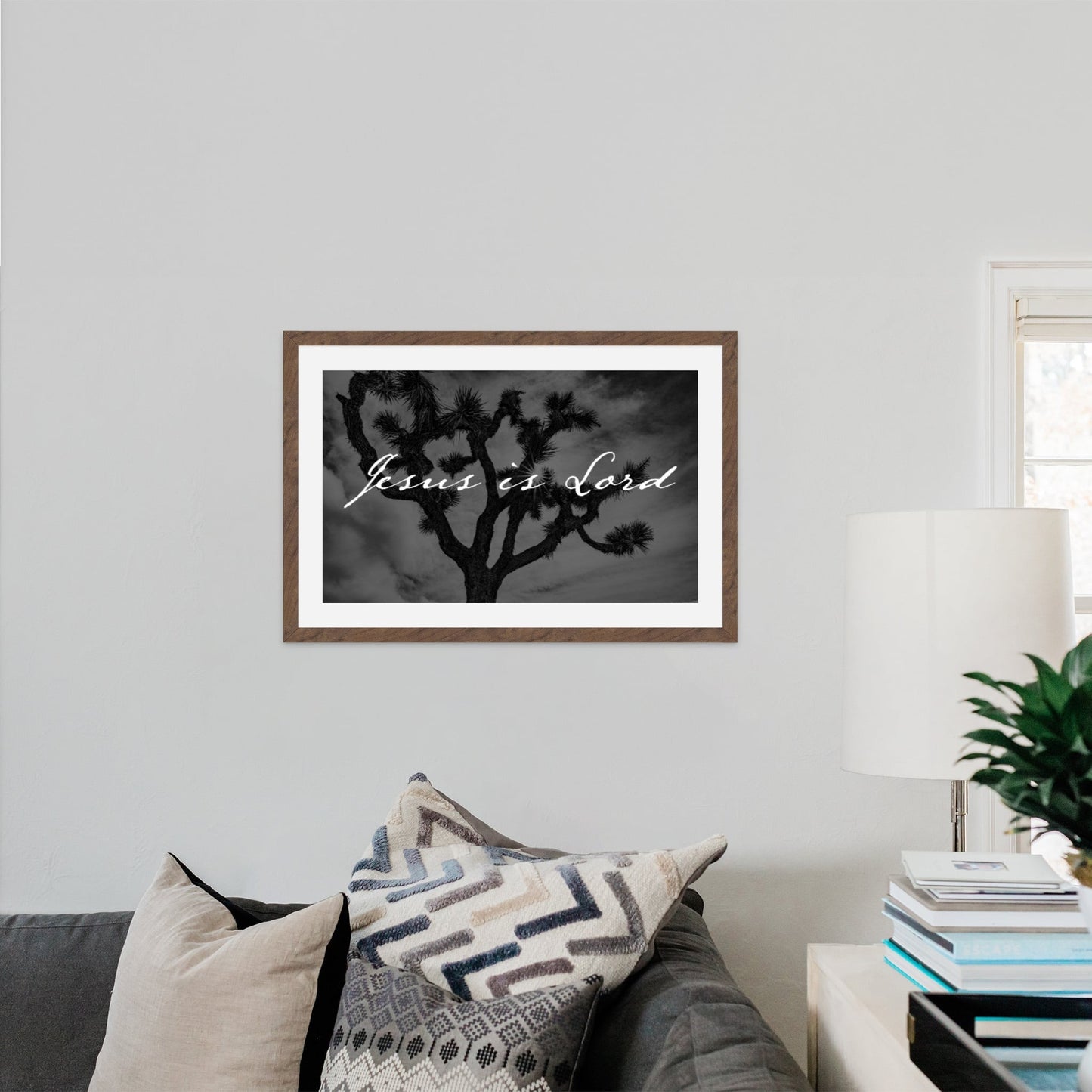 Jesus is Lord Joshua Tree Black and White Faith - Frey Wall Art
