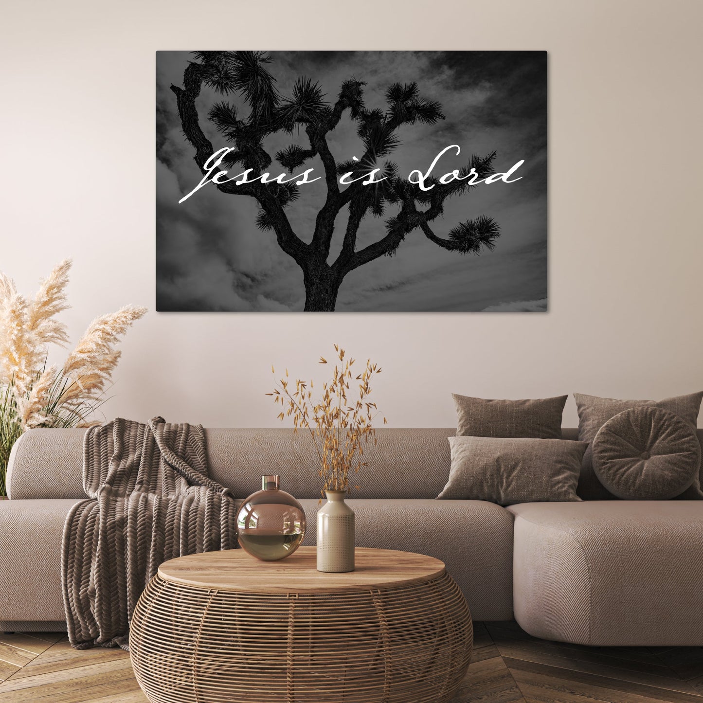 Jesus is Lord Joshua Tree Black and White Faith - Frey Wall Art