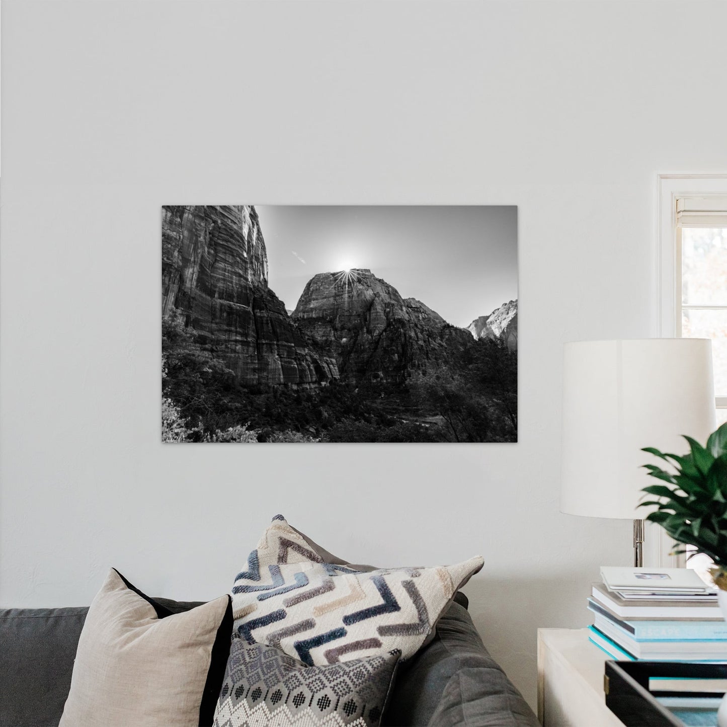 Zion National Park Starburst Black and White - Frey Wall Art