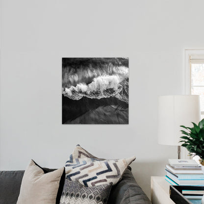 Wave Crash Aerial Square Black and White