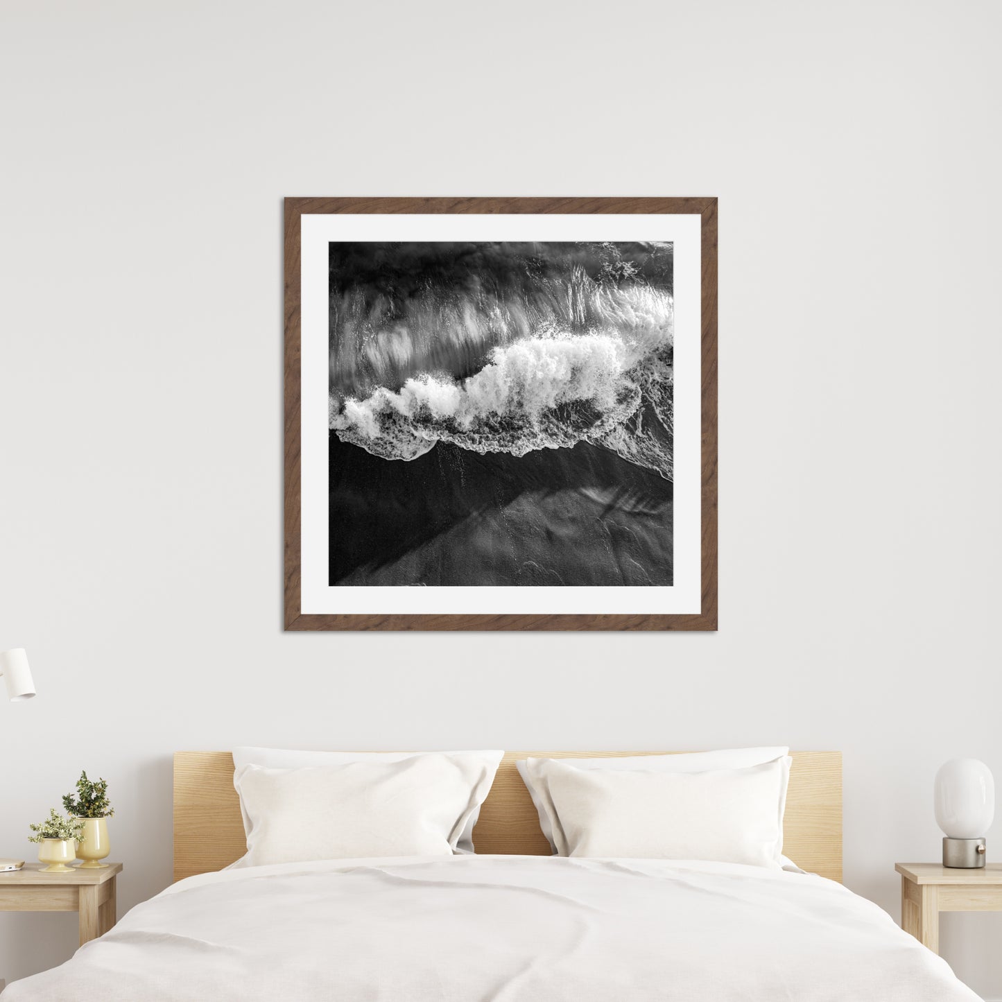 Wave Crash Aerial Square Black and White