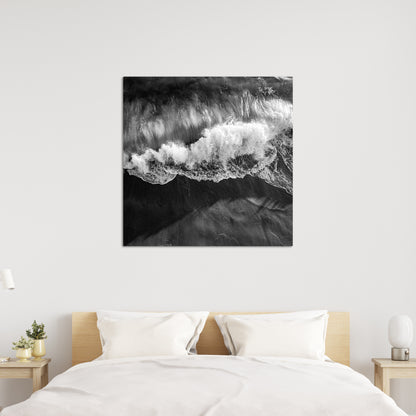 Wave Crash Aerial Square Black and White