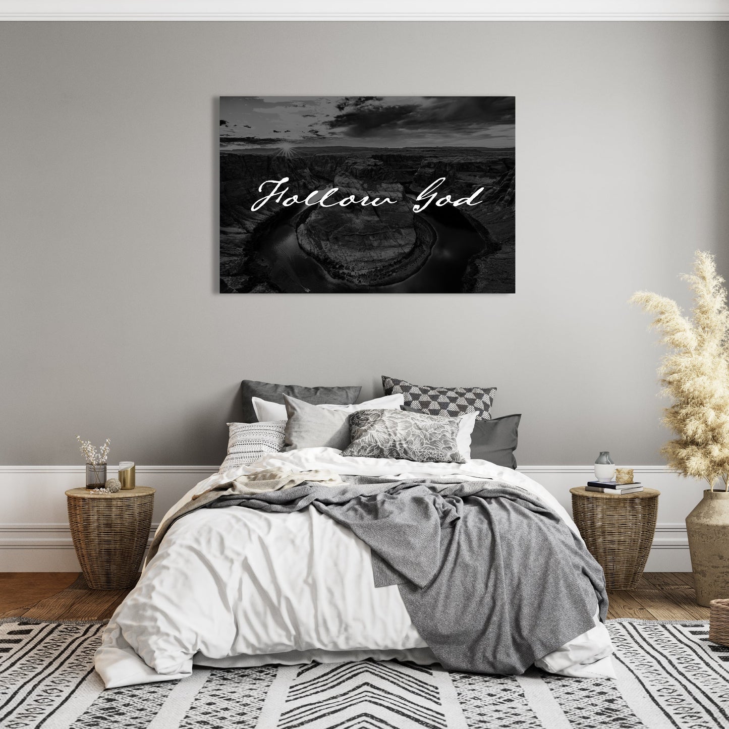 Follow God Horseshoe Bend Black and White Fine Art Print - Frey Wall Art