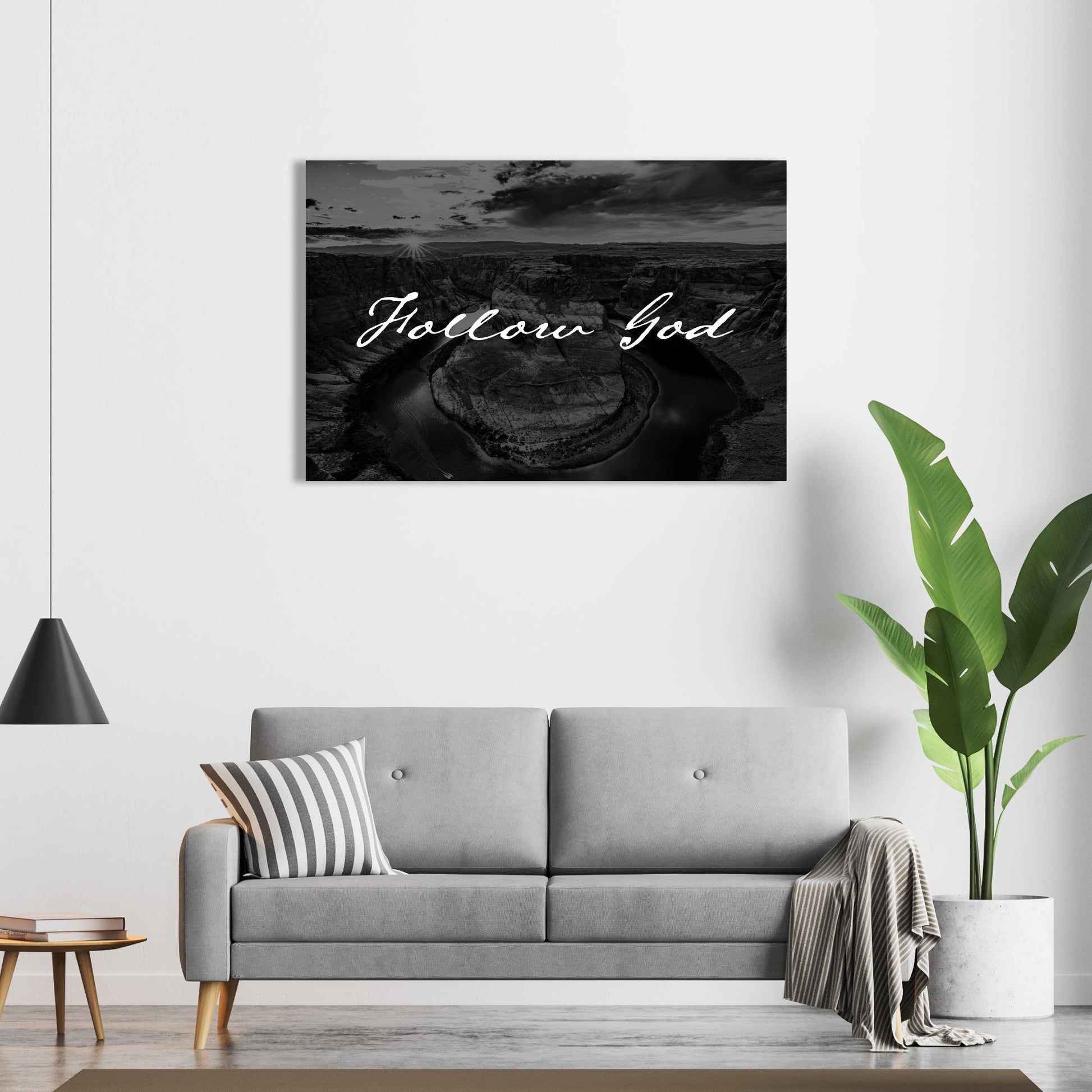 Follow God Horseshoe Bend Black and White Fine Art Print - Frey Wall Art