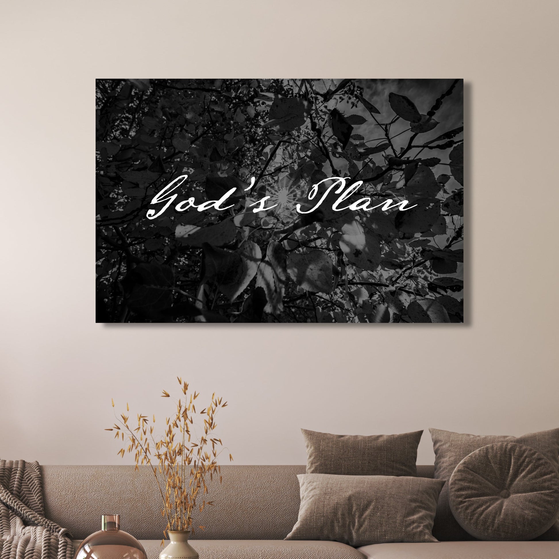 Gods Plan Fall Foliage Black and White Faith Fine Art Print - Frey Wall Art