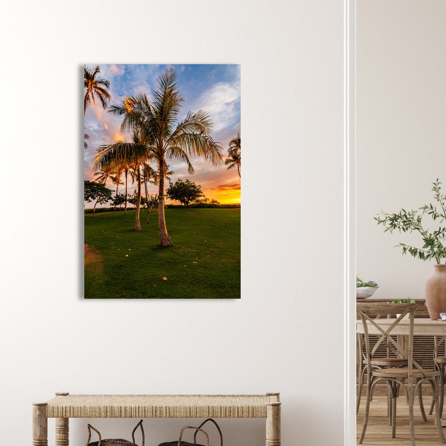 Hawaii Sunset Palm Vertical Fine Art Photography Print - Frey Wall Art