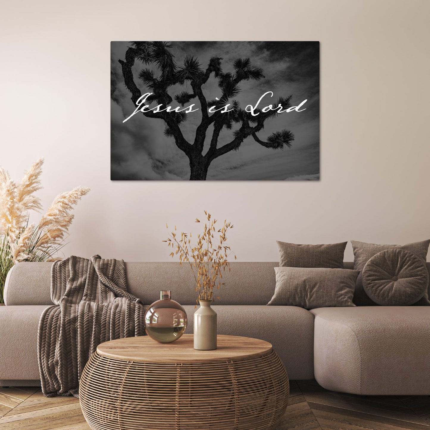 Jesus is Lord Joshua Tree Black and White Faith - Frey Wall Art