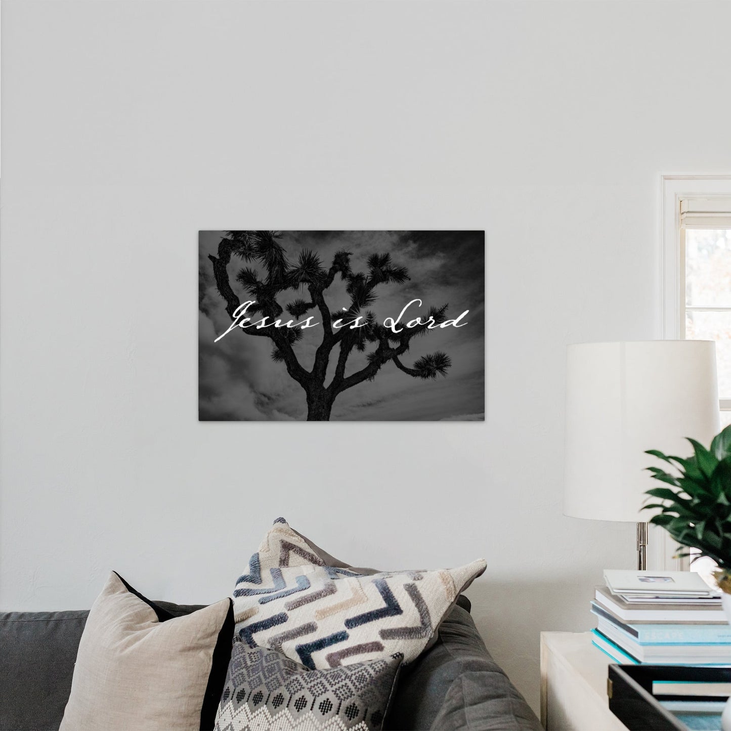 Jesus is Lord Joshua Tree Black and White Faith - Frey Wall Art