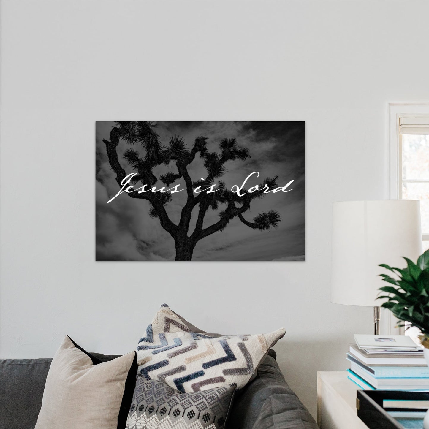 Jesus is Lord Joshua Tree Black and White Faith - Frey Wall Art