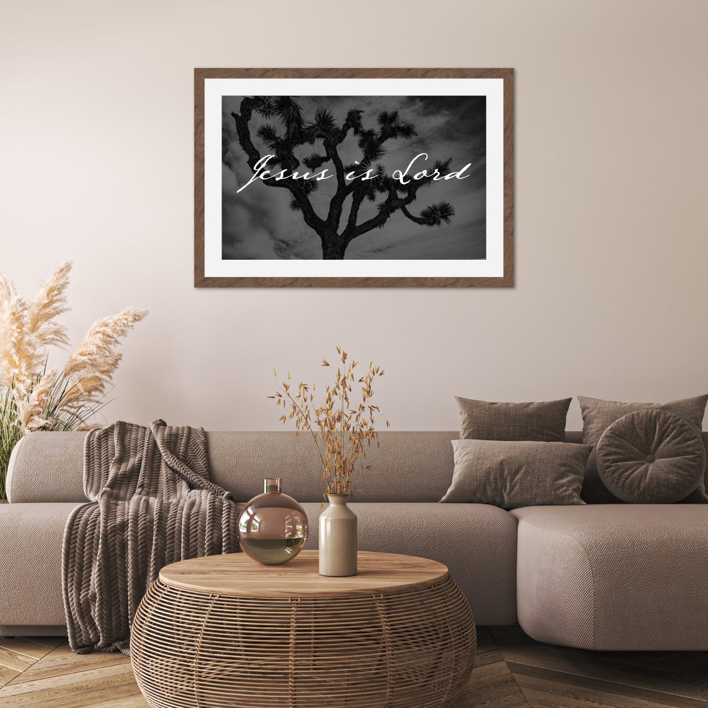 Jesus is Lord Joshua Tree Black and White Faith - Frey Wall Art