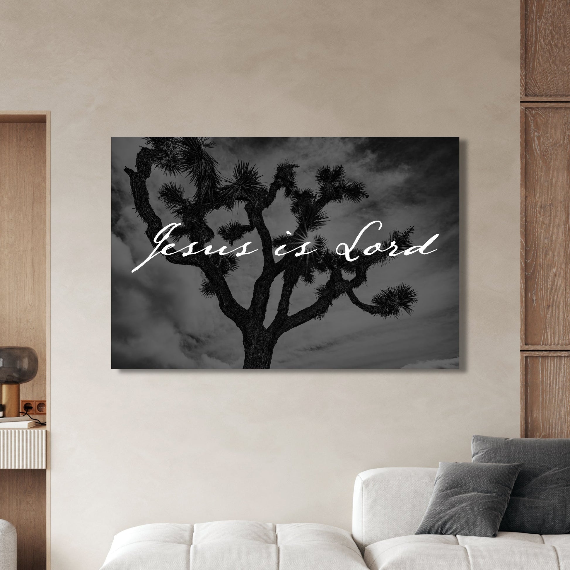 Jesus is Lord Joshua Tree Black and White Faith Fine Art Print - Frey Wall Art