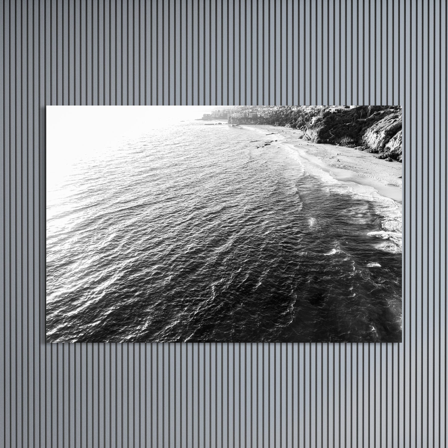 Laguna Beach Golden Hour Aerial Black and White Fine Art Photography Print - Frey Wall Art