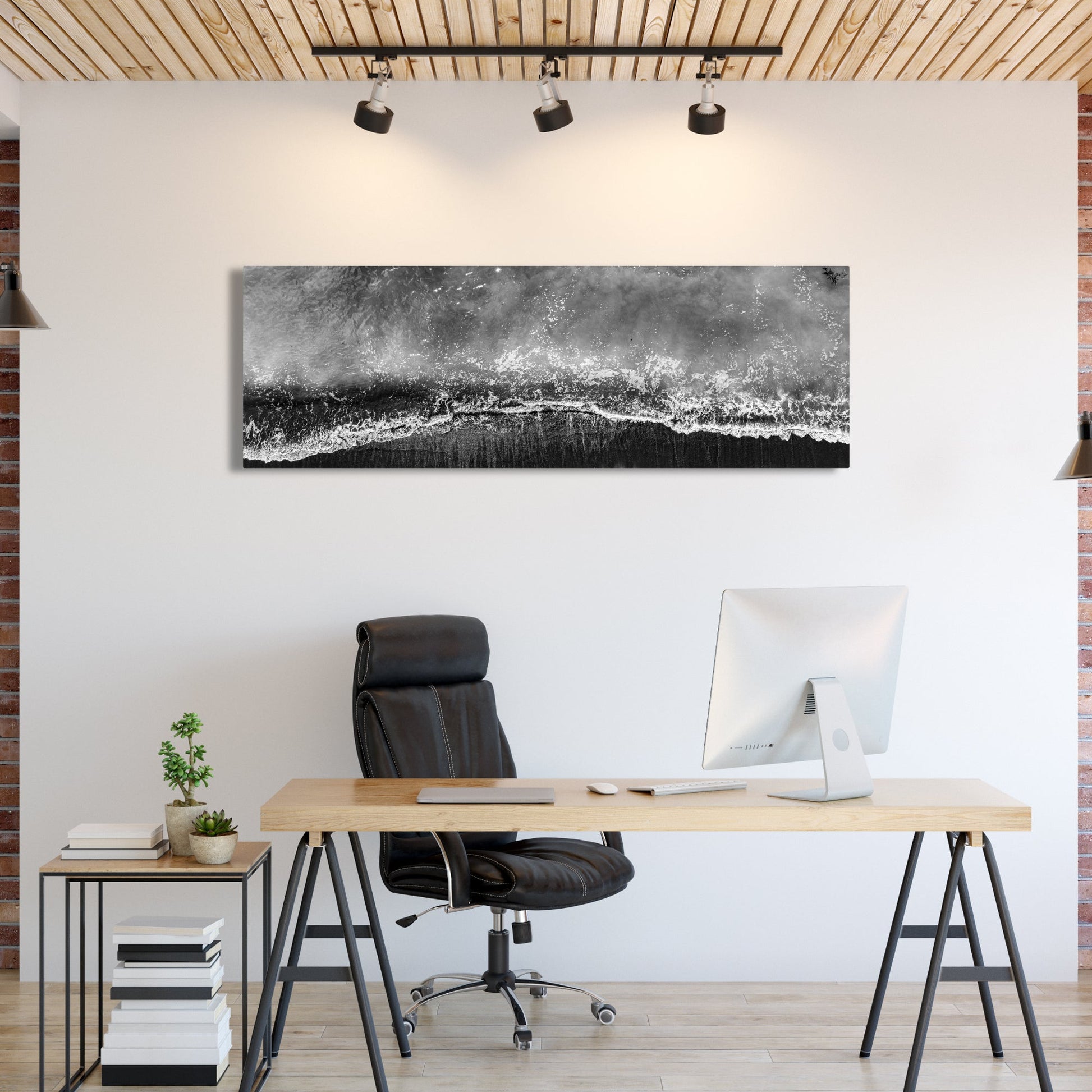 San Clemente Coast Aerial Panoramic Black and White Fine Art Photography Print - Frey Wall Art