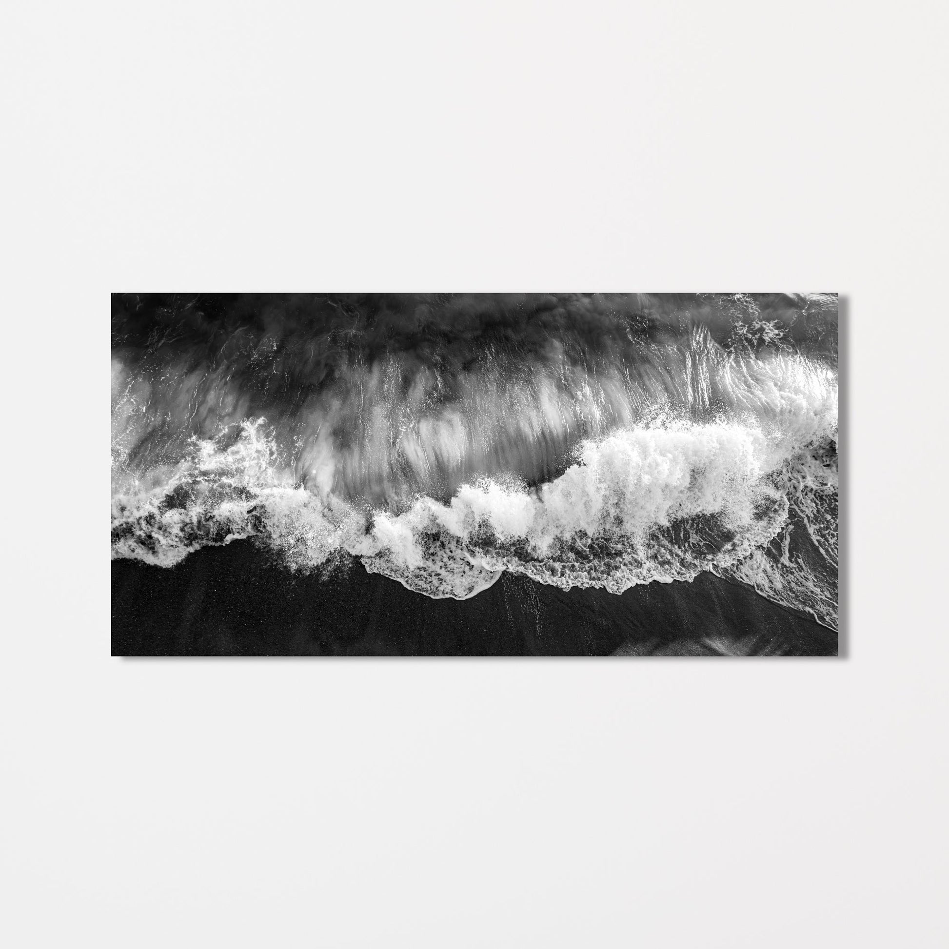 Wave Crash Aerial Panoramic Black and White Fine Art Photography Print - Frey Wall Art