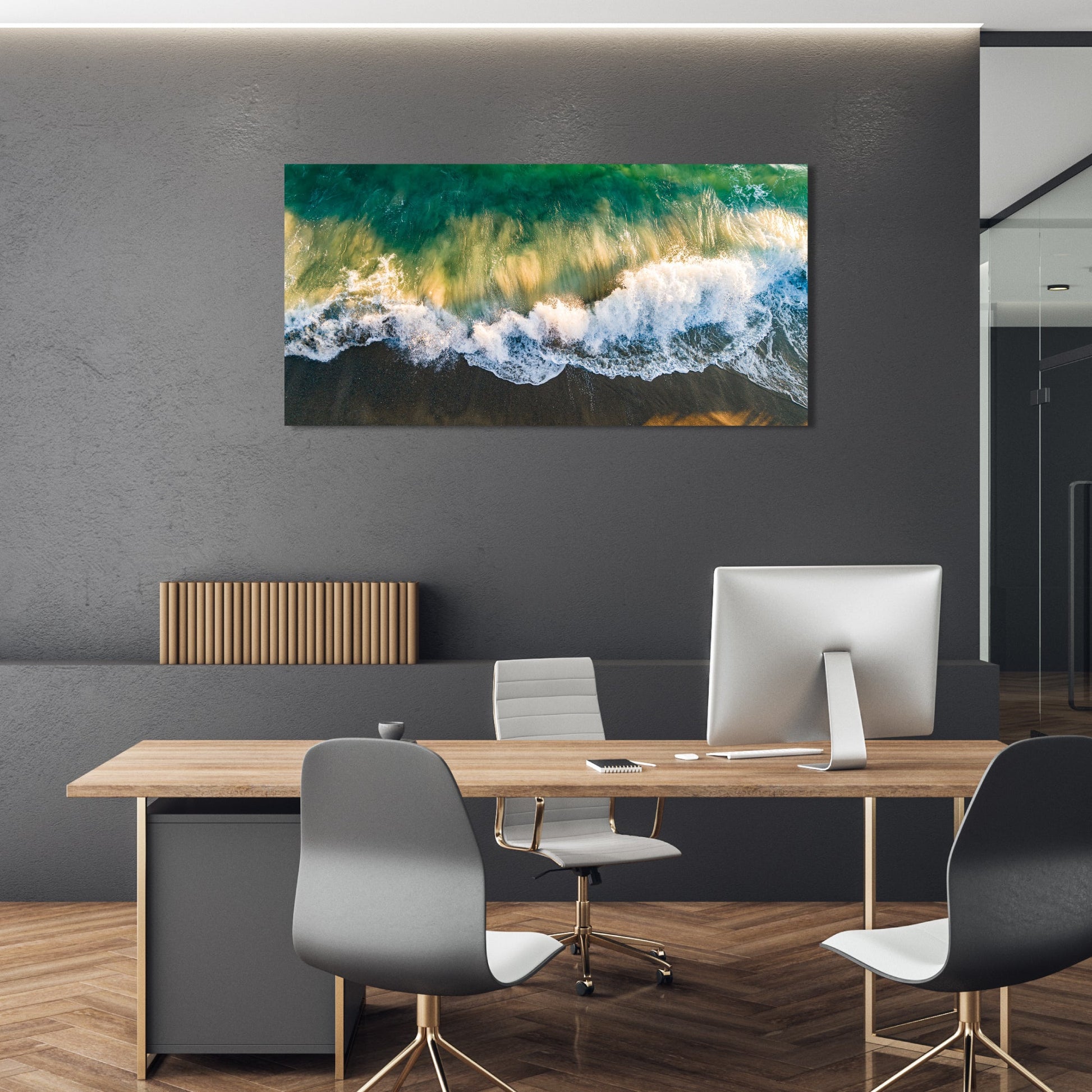 Wave Crash Aerial Panoramic Fine Art Photography Print - Frey Wall Art