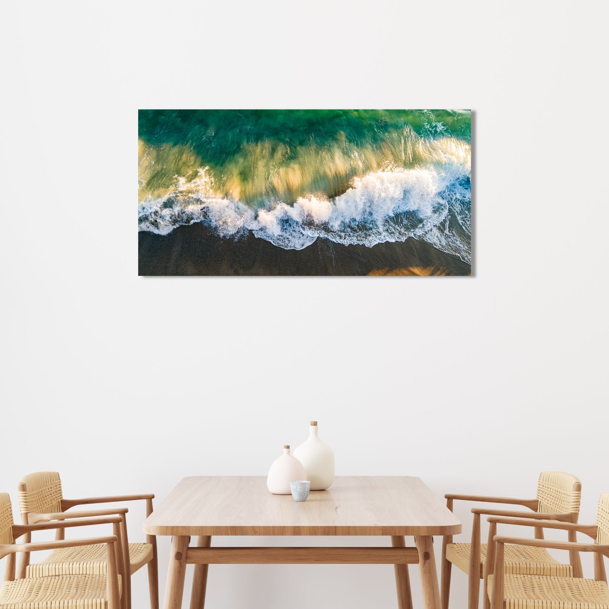 Wave Crash Aerial Panoramic Fine Art Photography Print - Frey Wall Art