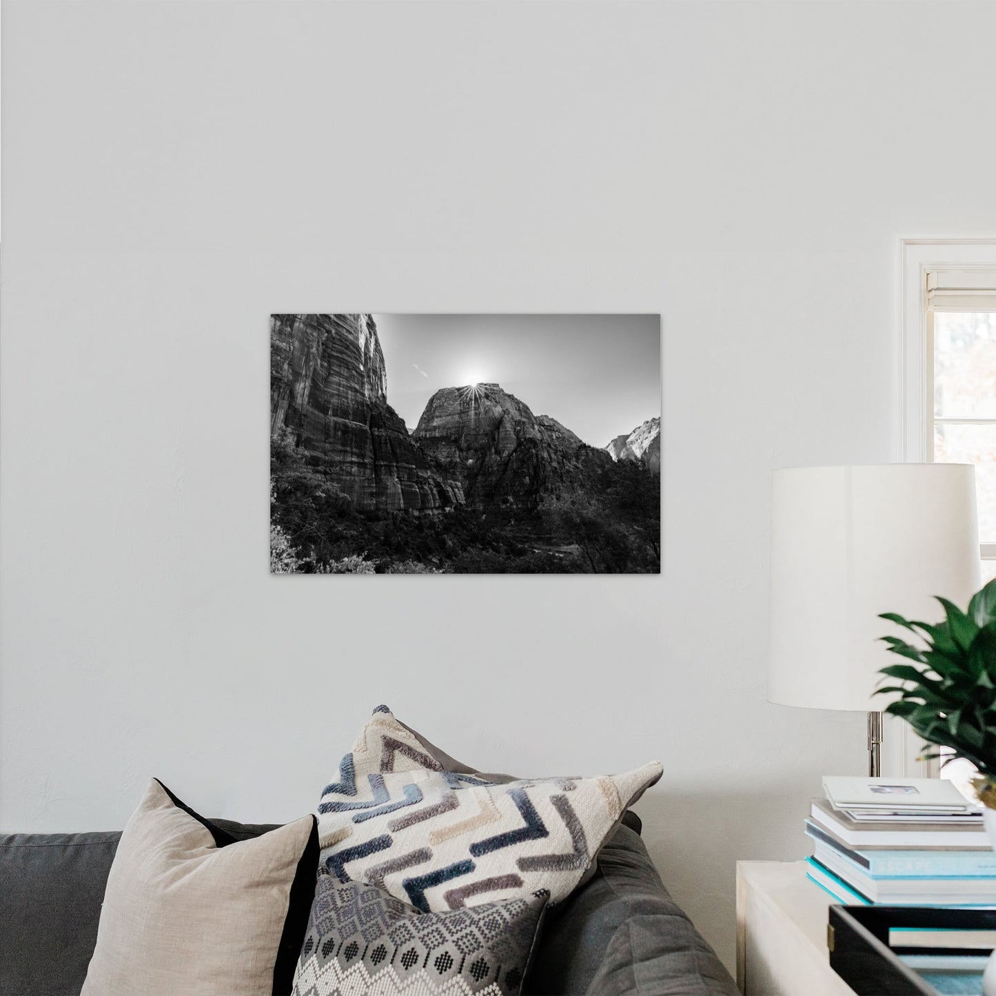 Zion National Park Starburst Black and White - Frey Wall Art