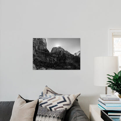Zion National Park Starburst Black and White - Frey Wall Art