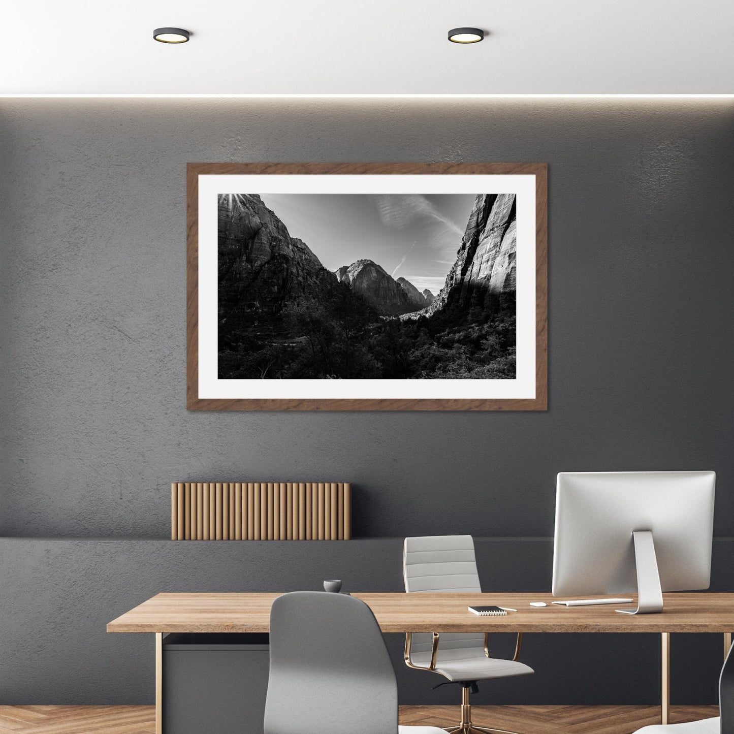 Zion National Park Starburst Black and White - Frey Wall Art