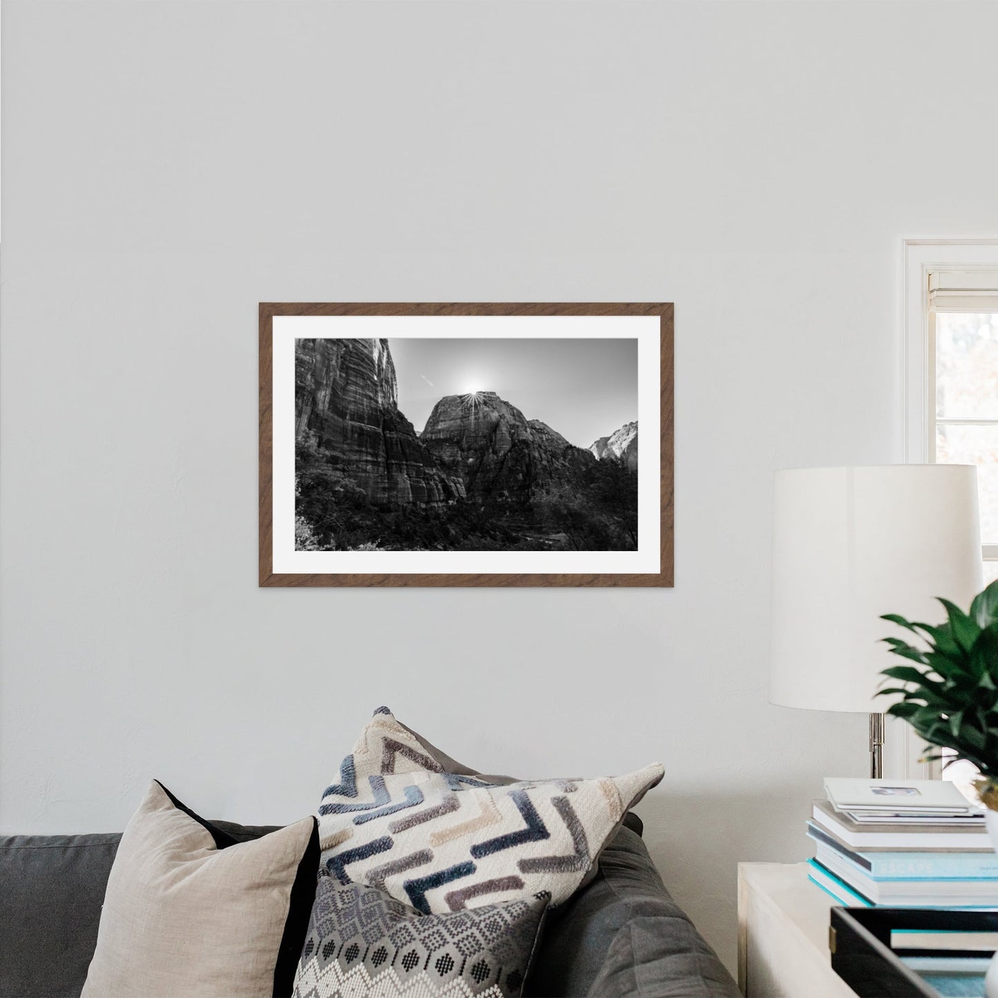 Zion National Park Starburst Black and White - Frey Wall Art