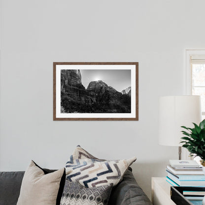 Zion National Park Starburst Black and White - Frey Wall Art