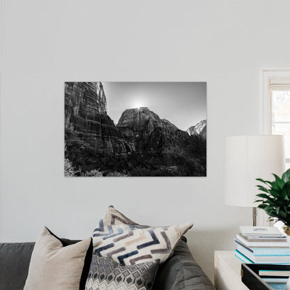 Zion National Park Starburst Black and White - Frey Wall Art
