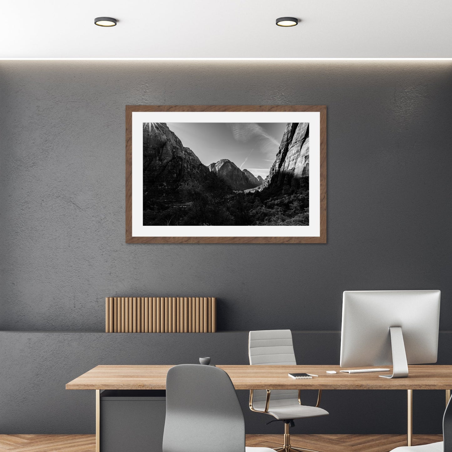 Zion National Park Starburst Black and White - Frey Wall Art