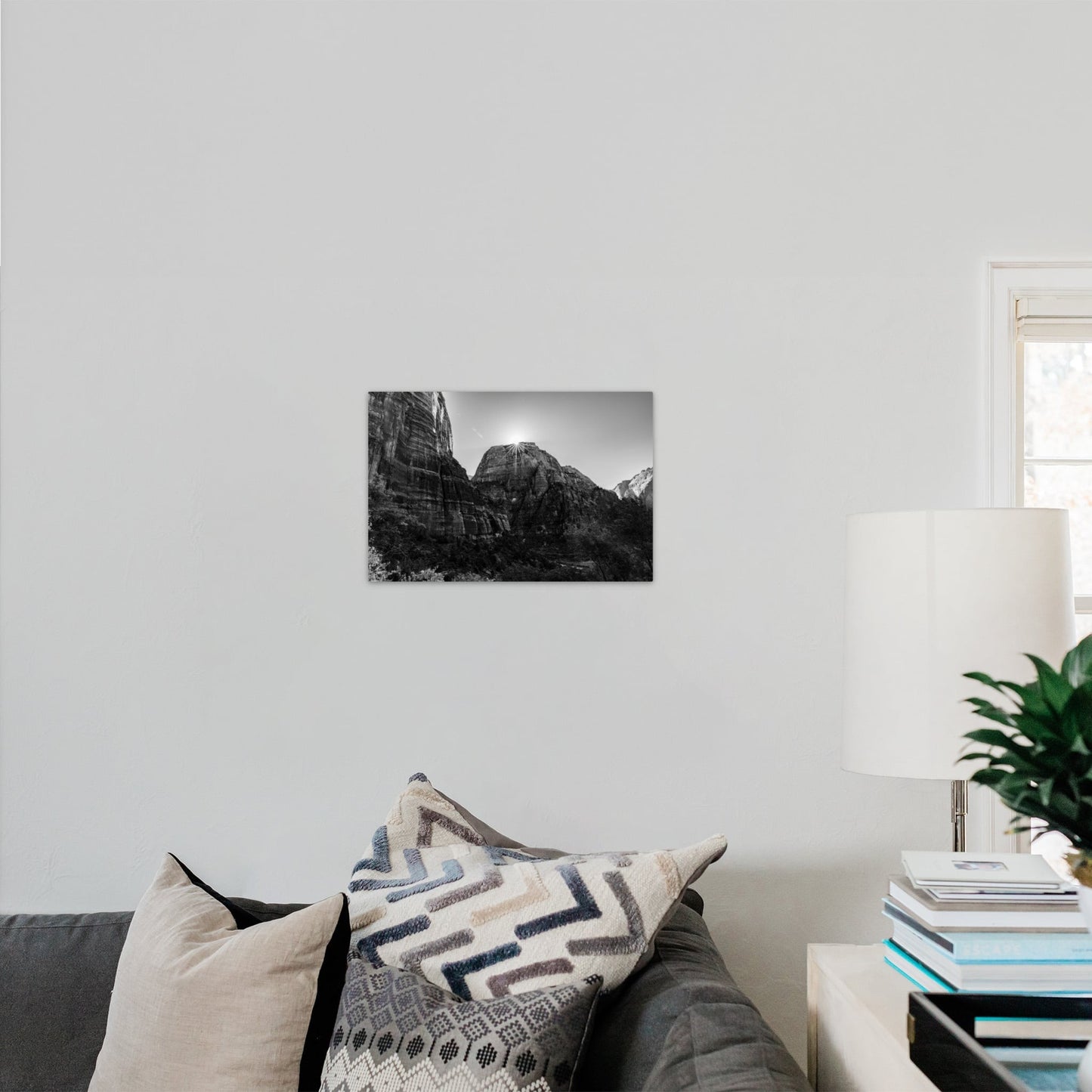 Zion National Park Starburst Black and White - Frey Wall Art