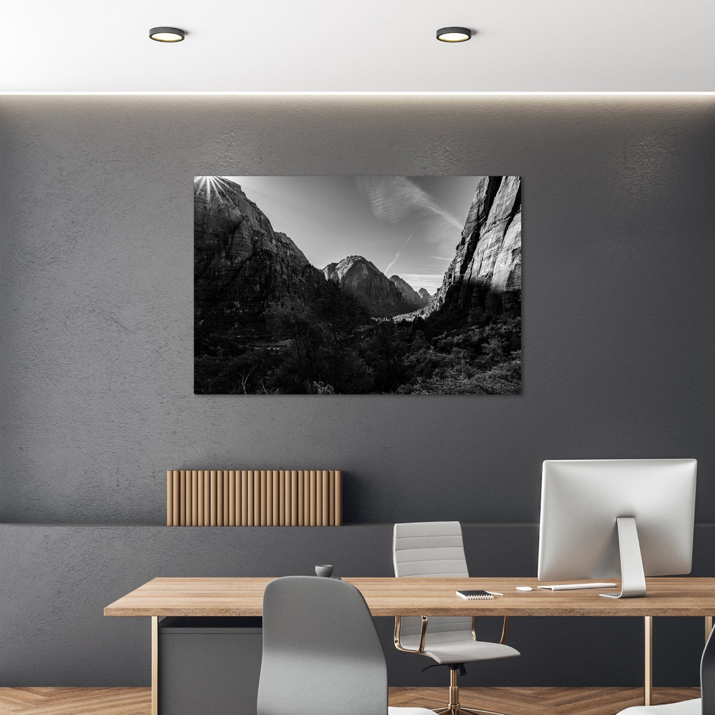 Zion National Park Starburst Black and White - Frey Wall Art