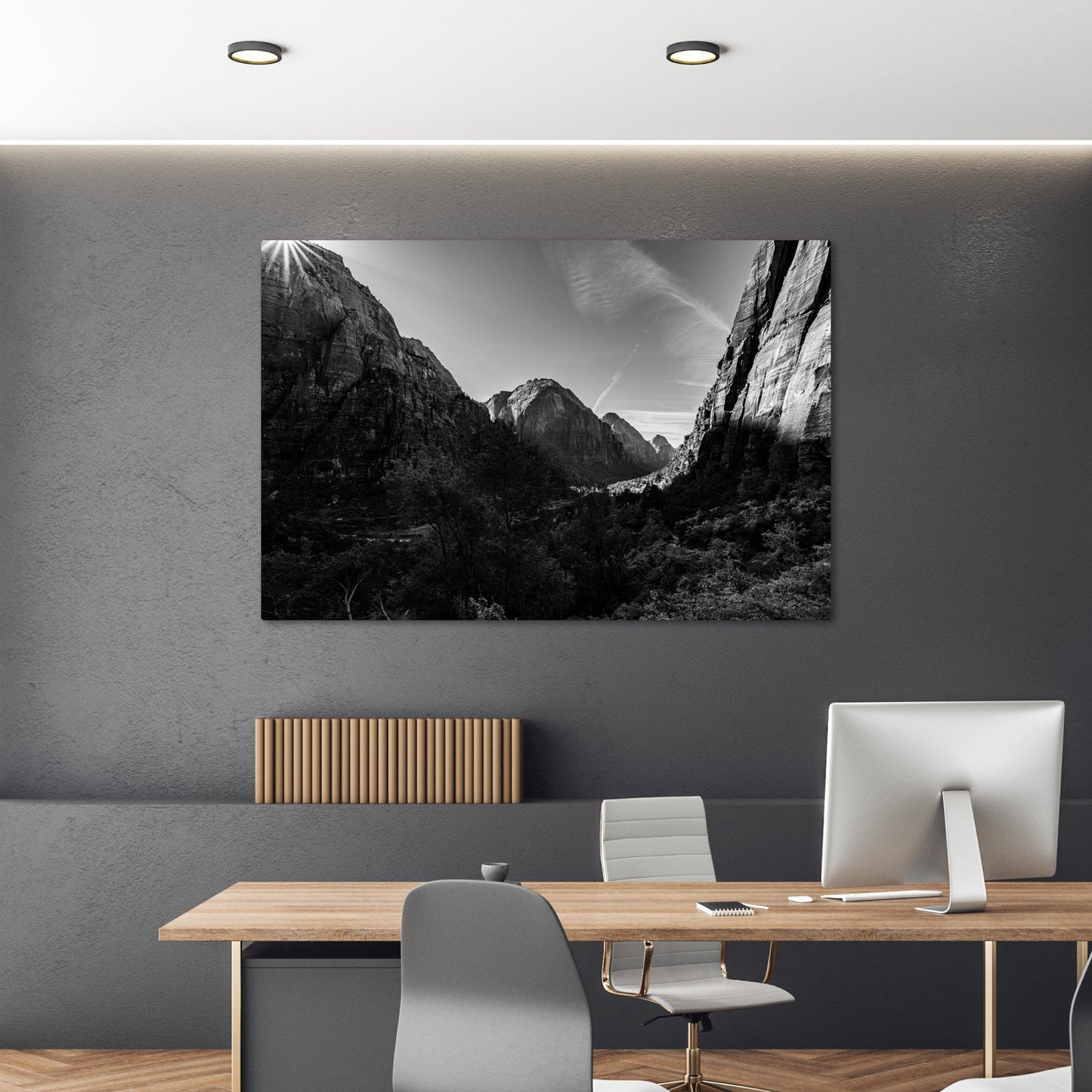 Zion National Park Starburst Black and White - Frey Wall Art